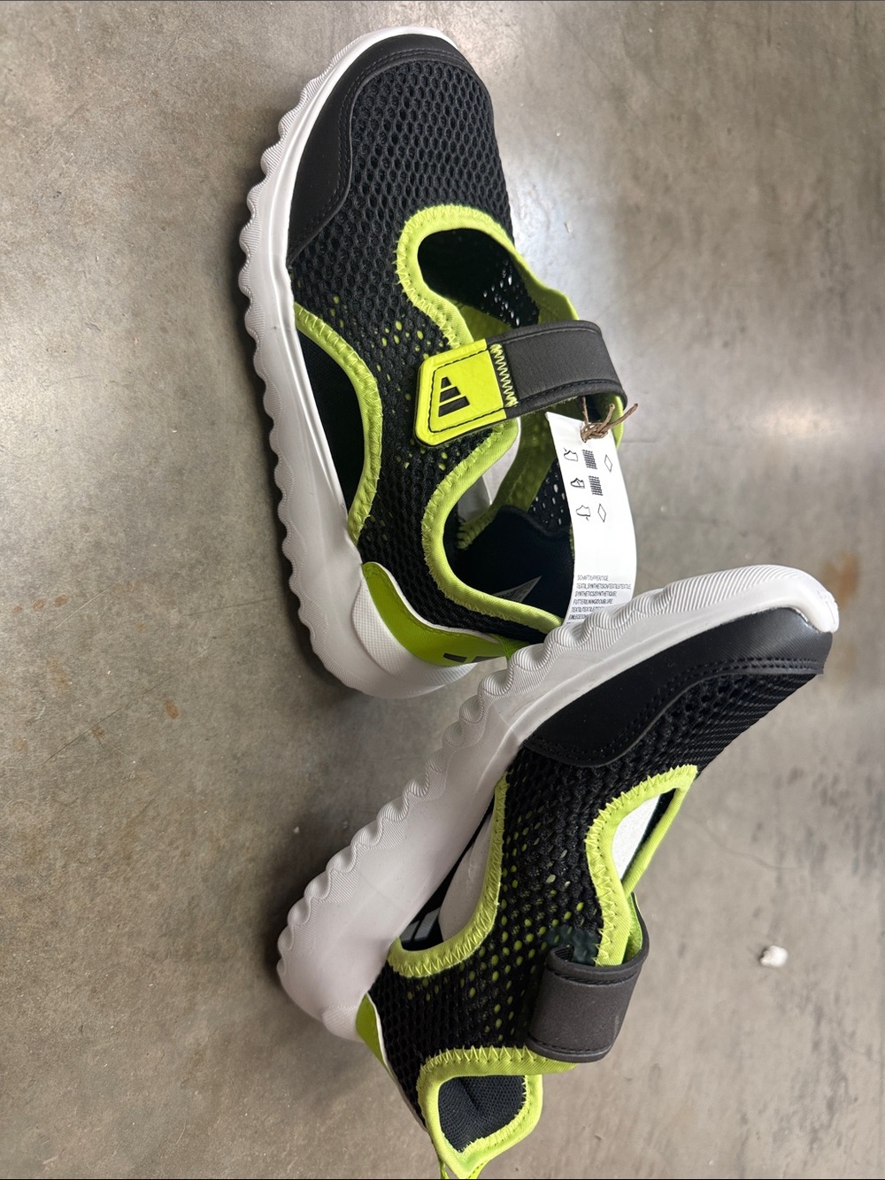 adidas Kids Black & Neon Green Slip-On Mesh Sneakers
